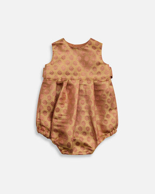 Baby Blush And Gold Indian Romper, Front View