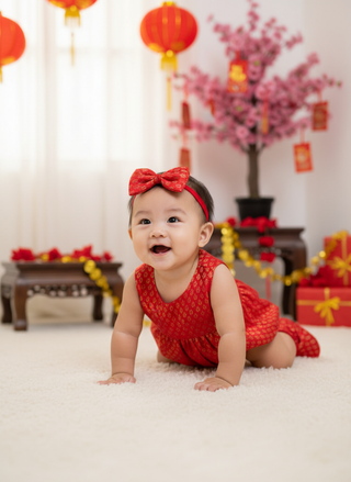 Baby Crawling With Red Indian Romper