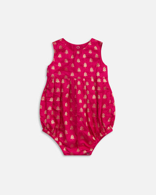 Baby Fuschia Indian Romper, Front View