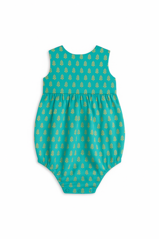 Twirl and Play Romper- Ocean Blue Brocade
