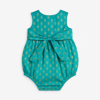 Twirl and Play Romper- Ocean Blue Brocade