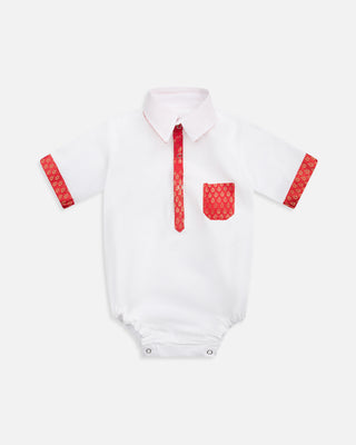 The Sebastian Brocade Collared Shirt- Red Brocade