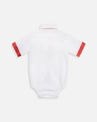 The Sebastian Brocade Collared Shirt- Red Brocade