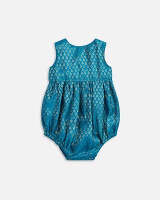 Twirl and Play Romper- Sky Blue Brocade