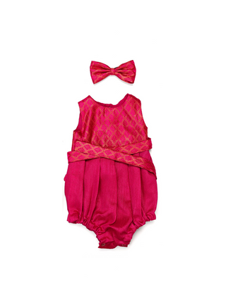 Twirl and Play Romper with Bow - Half Hot Pink