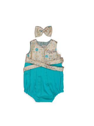 Twirl and Play Romper with Bow - Sea Blue