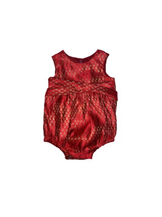 Twirl and Play Romper- Red Brocade