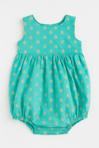 Twirl and Play Romper- Ocean Blue Brocade